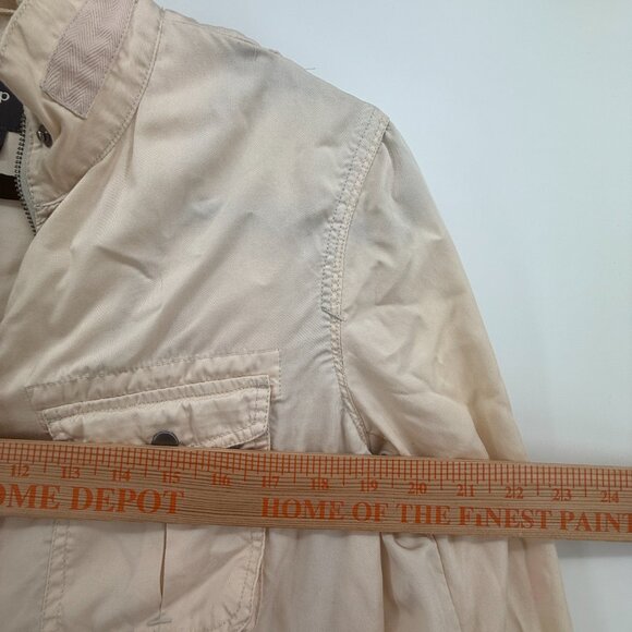 Gap Light Beige Safari Jacket Button Zip Travel Preppy Classic Womens Size Large - Picture 14 of 15
